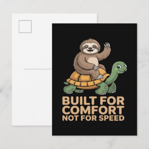 Postal De Anuncios Perezoso Divertido Montando Tortuga