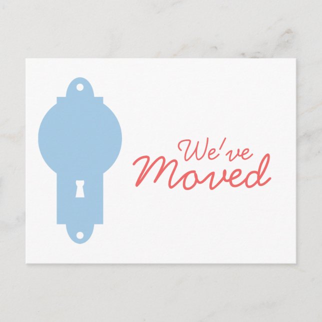 Postal De Anuncios Perillas de Puerta Azul Plácido Nos Mudamos Tarjet (Anverso)