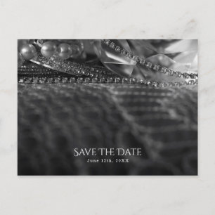 Postal De Anuncios Perlas Elegantes Vintage en Blanco y Negro para Sa