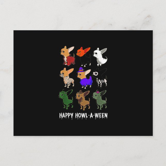 Postal De Anuncios Perro Chihuahua Divertido Halloween Feliz Hallowee (Anverso)
