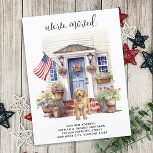Postal De Anuncios Perro Patriótico Personalizado Golden Doodle Mudan
