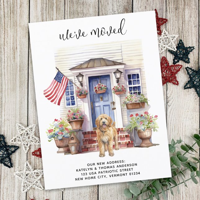 Postal De Anuncios Perro Patriótico Personalizado Golden Doodle Mudan (Subido por el creador)