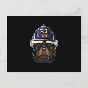 Postal De Anuncios perro rottweiler con casco de bombero premium