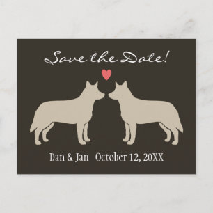 Postal De Anuncios Perros Ganaderos Australianos Boda Salvar la Fecha