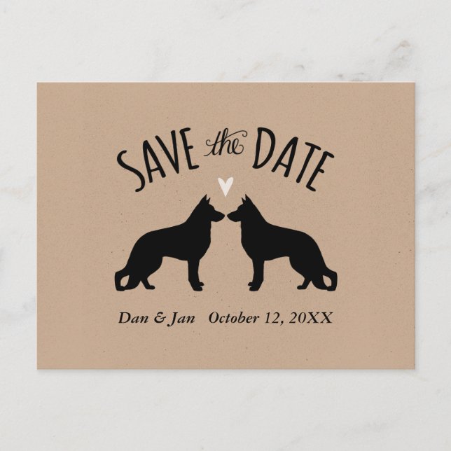Postal De Anuncios Perros Pastor Alemán Boda Save the Date (Anverso)