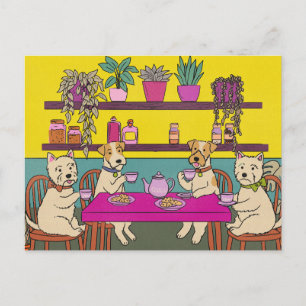 Postal De Anuncios Perros tomando té de la tarde