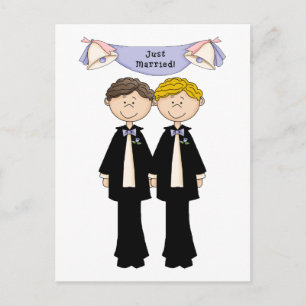 Postal De Anuncios Personalizable Hombre Gay recién casado Boda