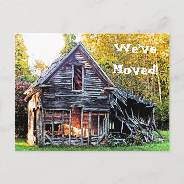 POSTAL DE ANUNCIOS PERSONALIZABLE "NOS HEMOS MOVIDO"/FOTO/CASA EN RUI (Anverso)