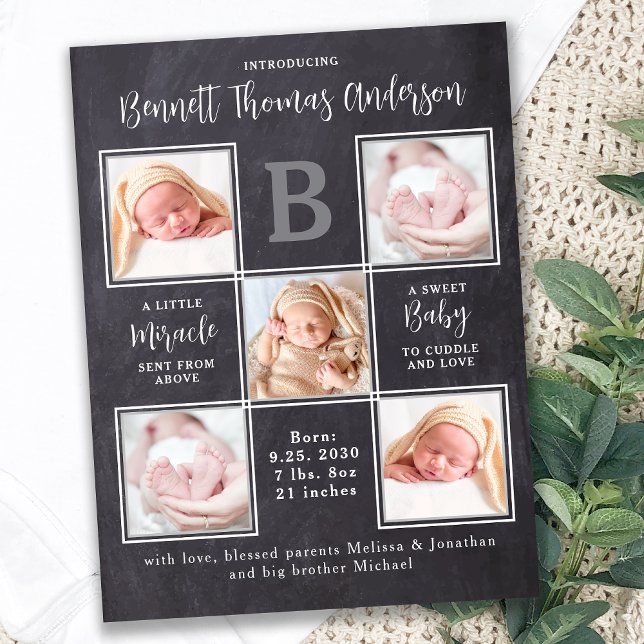 Postal De Anuncios Personalizado 5 Collages de fotos recién nacidos (Subido por el creador)
