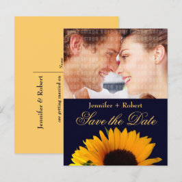 Postal De Anuncios Personalizado azul de la marina del girasol foto s