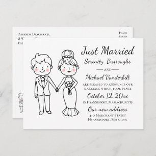 Postal De Anuncios Personalizado Bride Groom acaba de casarse con Bod