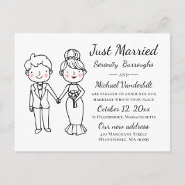 Postal De Anuncios Personalizado Bride Groom acaba de casarse con Bod