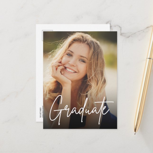 Postal De Anuncios Personalizado de escritura de graduados de moda en (Anverso/Reverso In Situ)