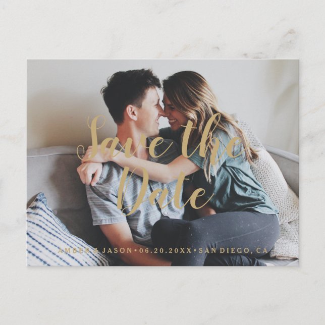 Postal De Anuncios Personalizado Fotografía romántica moderna Guardar (Anverso)