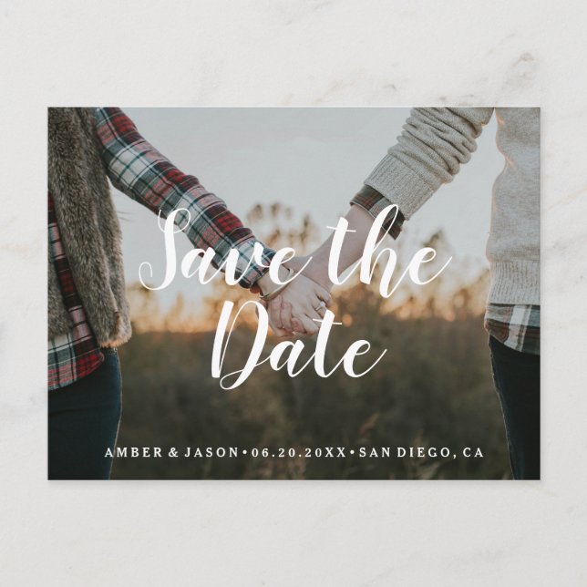 Postal De Anuncios Personalizado Fotografía romántica moderna Guardar (Anverso)