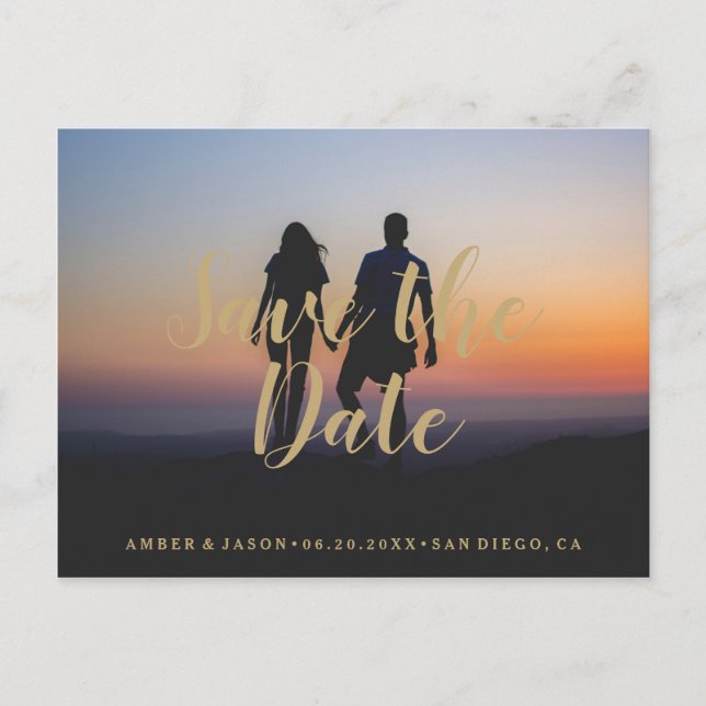 Postal De Anuncios Personalizado Fotografía romántica moderna Guardar (Anverso)