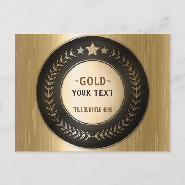 Postal De Anuncios PERSONALIZADO IMPRIMIR DIY MEDAL Gold #1 AÑADIR TU (Anverso)