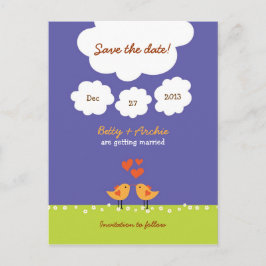 Postal De Anuncios Personalizado lindo Boda de Aves Amores (Noche)