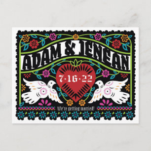 Postal De Anuncios Personalizado Papel Picado Estilo Aves Amantes Sal