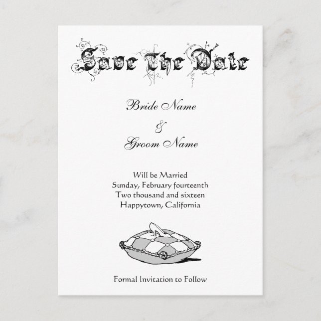 Postal De Anuncios Personalizado Salve la fecha Cenicienta Slipper Gr (Anverso)