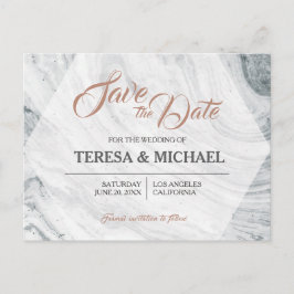 Postal De Anuncios Personalizado, Save The Date, Boda de Mármol