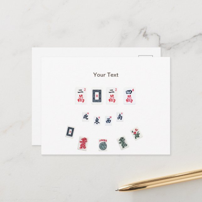 Postal De Anuncios Personalizar diseño de mosaicos de MahJong Símbolo (Anverso/Reverso In Situ)