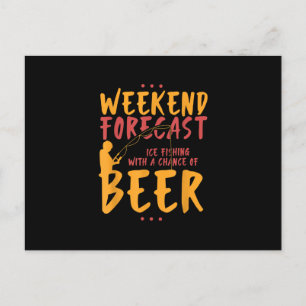 Postal De Anuncios Pesca con caña y pesca en hielo con cerveza