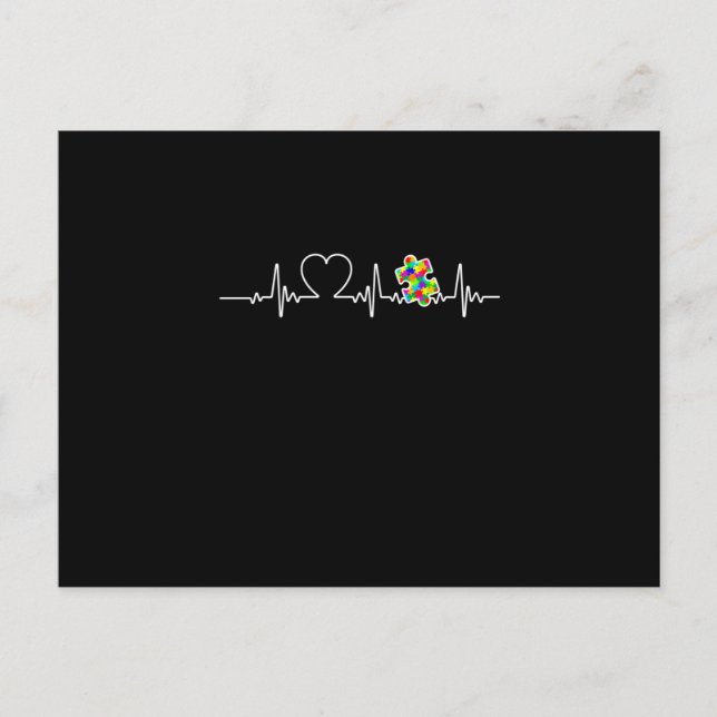 Postal De Anuncios Pieza de rompecabezas del corazón Latido del coraz (Anverso)