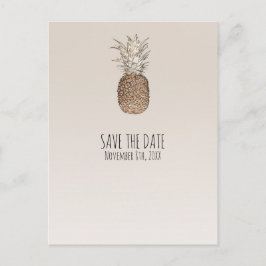 Postal De Anuncios Piña Tropical Hawaiana Rústica Save The Date