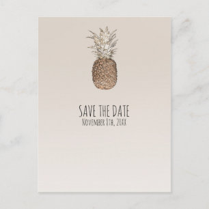 Postal De Anuncios Piña Tropical Hawaiana Rústica Save The Date