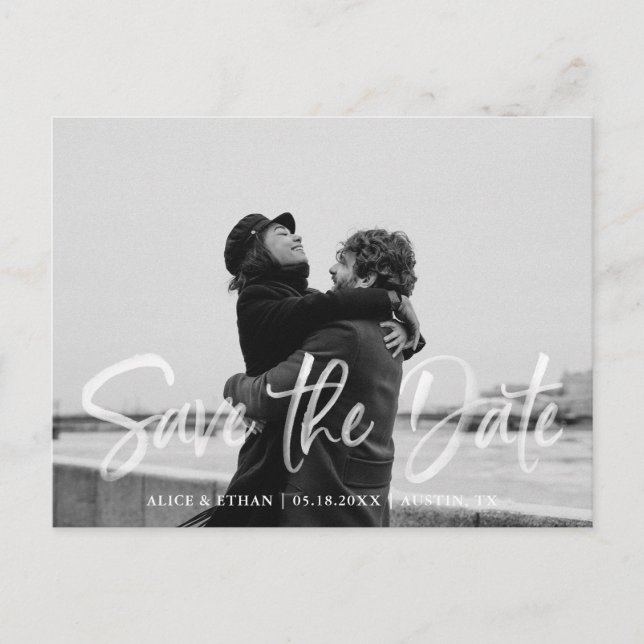 Postal De Anuncios Pincel de escritura moderna a mano blanca para fot (Anverso)