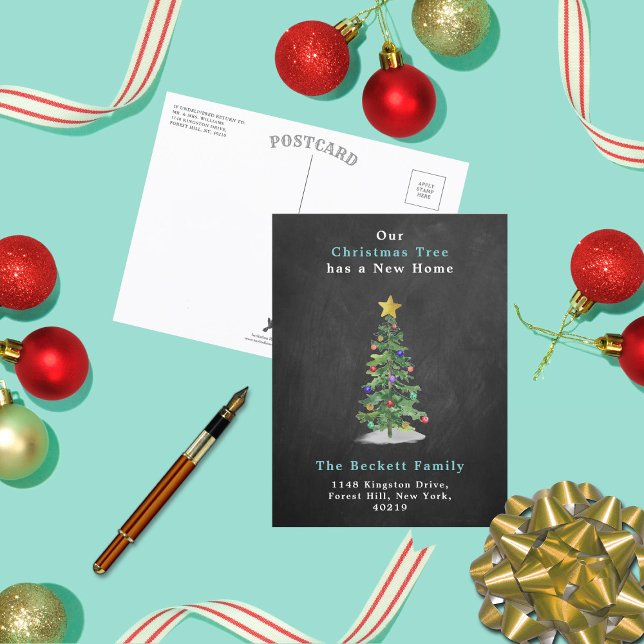 Postal De Anuncios Pine acuarela Árbol de Navidad Nuevo feriado resid (Subido por el creador)