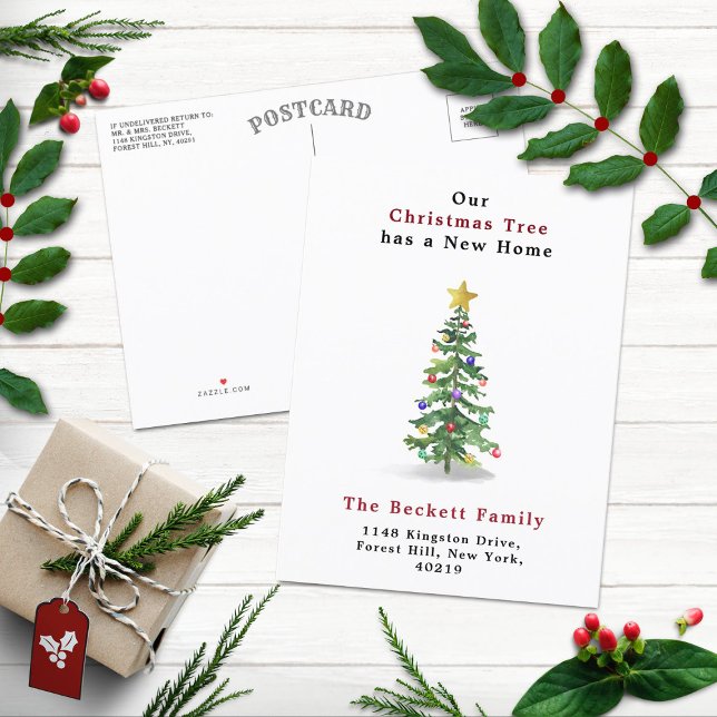 Postal De Anuncios Pine acuarela Árbol de Navidad Nuevo feriado resid (Subido por el creador)