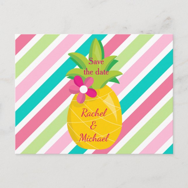 Postal De Anuncios Pineapple Guardar la fecha (Anverso)
