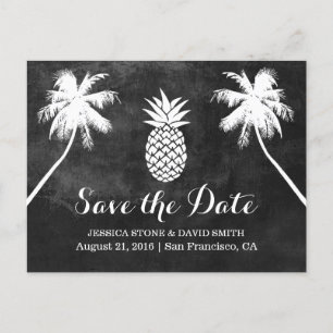 Postal De Anuncios Pineapple Palm Tree Tropical Chalk Save the Date