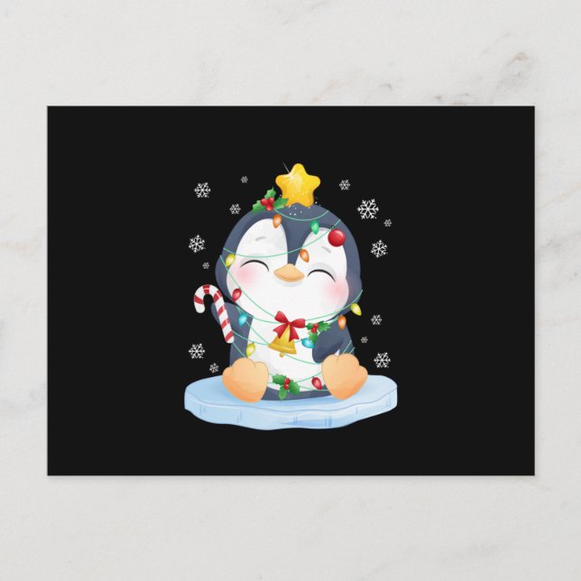 Postal De Anuncios Pingüino de Navidad Feliz Navidad (Anverso)