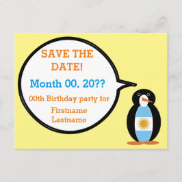 Postal De Anuncios Pingüino Señora Hablando Bandera Argentina