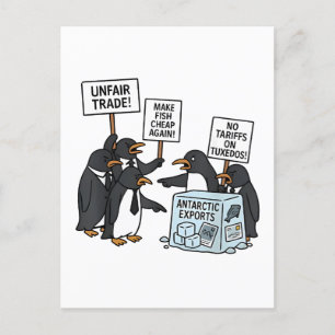 Postal De Anuncios Pingüinos contra aranceles anti Trump