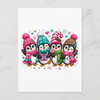 Postal De Anuncios Pingüinos Navideños Adorables
