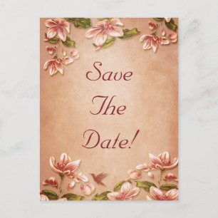Postal De Anuncios Pink Azaleas Vintage Floral Save The Date Boda