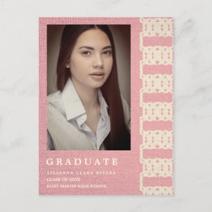 Postal De Anuncios Pink Boho Textile Texture Photo Unisex Graduation