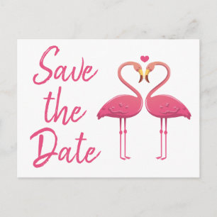 Postal De Anuncios Pink Flamingo Save The Date Engagement Boda