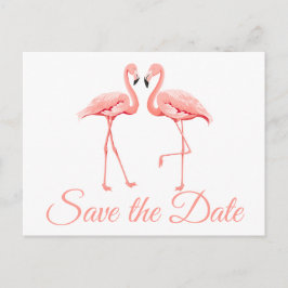 Postal De Anuncios Pink Flamingo Save The Date Engagement Boda