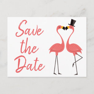 Postal De Anuncios Pink Flamingo Save The Date Engagement Boda