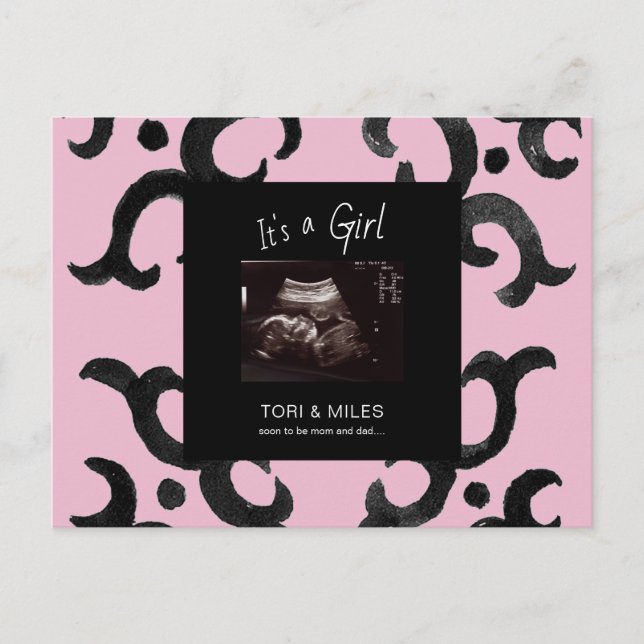 Postal De Anuncios Pink It's A Chica Ultrasound Photo Expectated (Anverso)