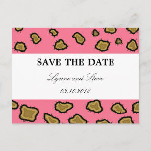 Postal De Anuncios Pink Leopard Print Save the Date