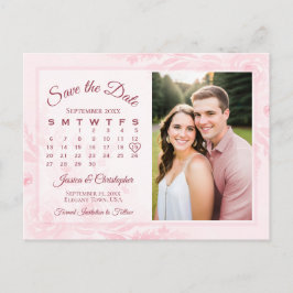 Postal De Anuncios Pink Peonies Wedding Save the Date Calendar Photo