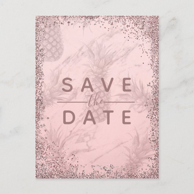 Postal De Anuncios Pink Purple Starry Sky Cosmic Galaxy Save the Date (Anverso)