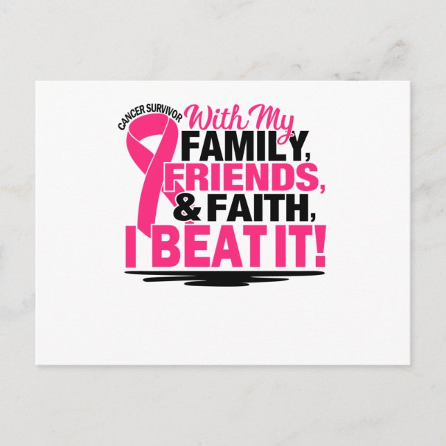 Postal De Anuncios Pink Ribbon Cancer Survivor Friends Family And Fai (Anverso)
