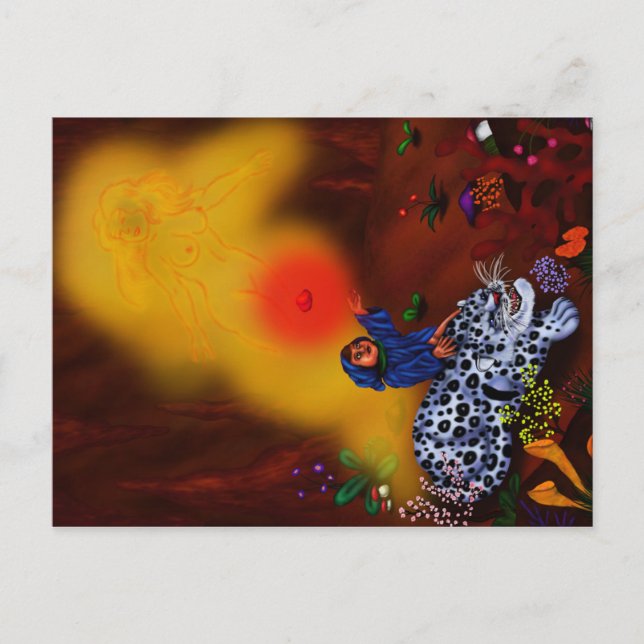 Postal De Anuncios Pintando Ilustracion Princesa Luz Fantasía Dios (Anverso)